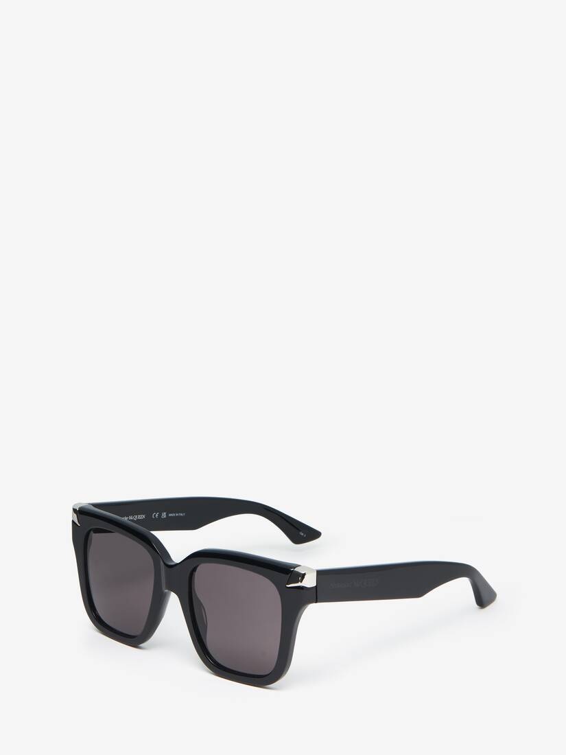 Women's Punk Rivet Oversize Sunglasses in Black/smoke - 3