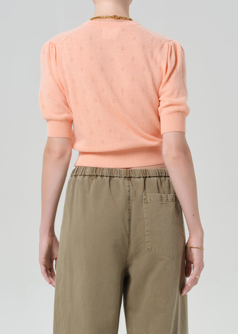Raina Pointelle Cardigan In Creamsicle 3