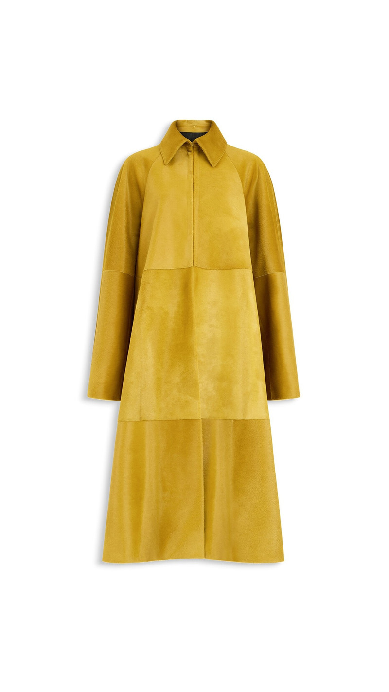 PONY CALFSKIN LONG A-LINE COAT 1