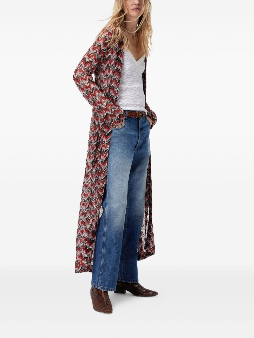 chevron-pattern maxi cardigan - 2