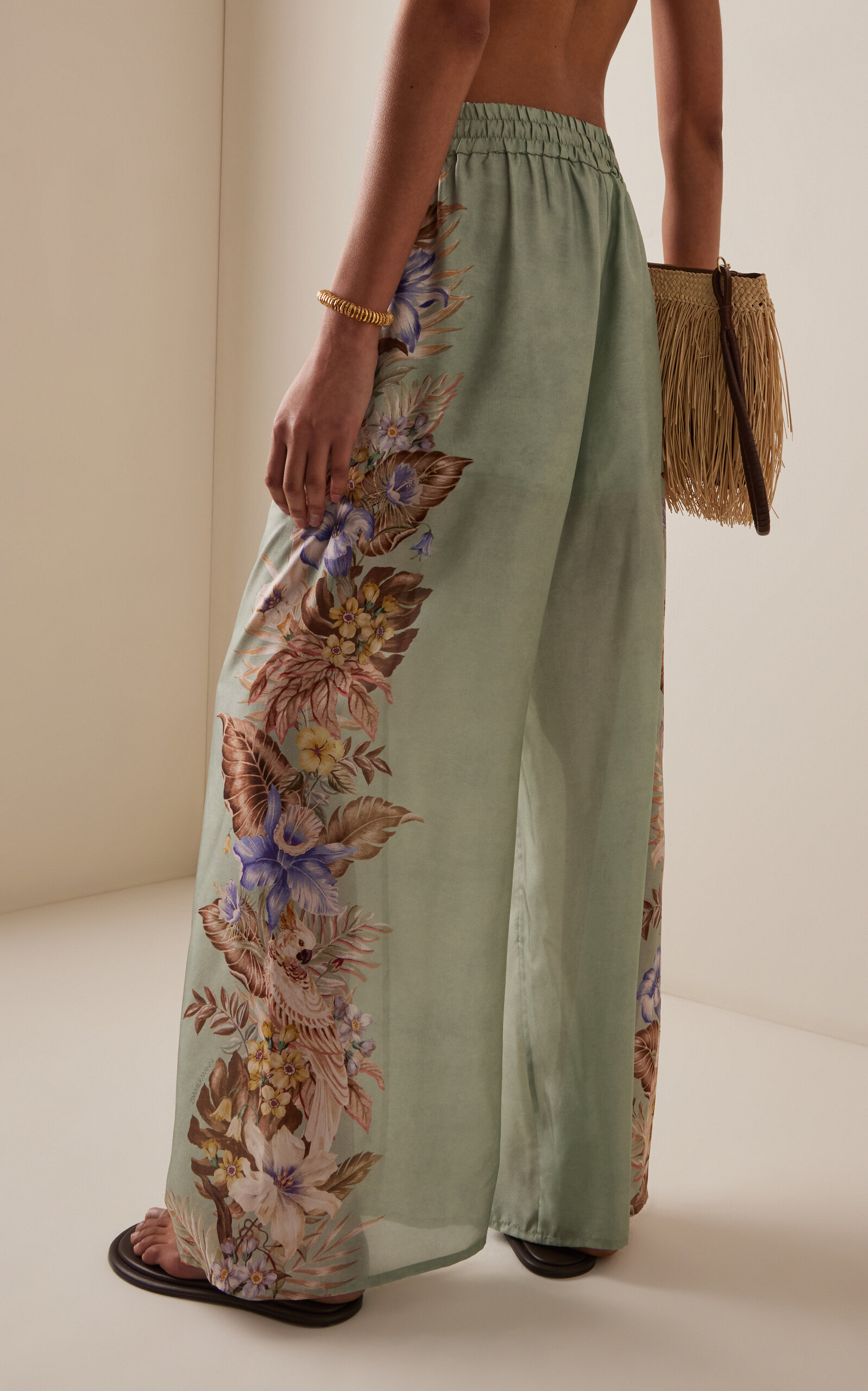 Coco Silk Organza Wide-Leg Pants green - 4