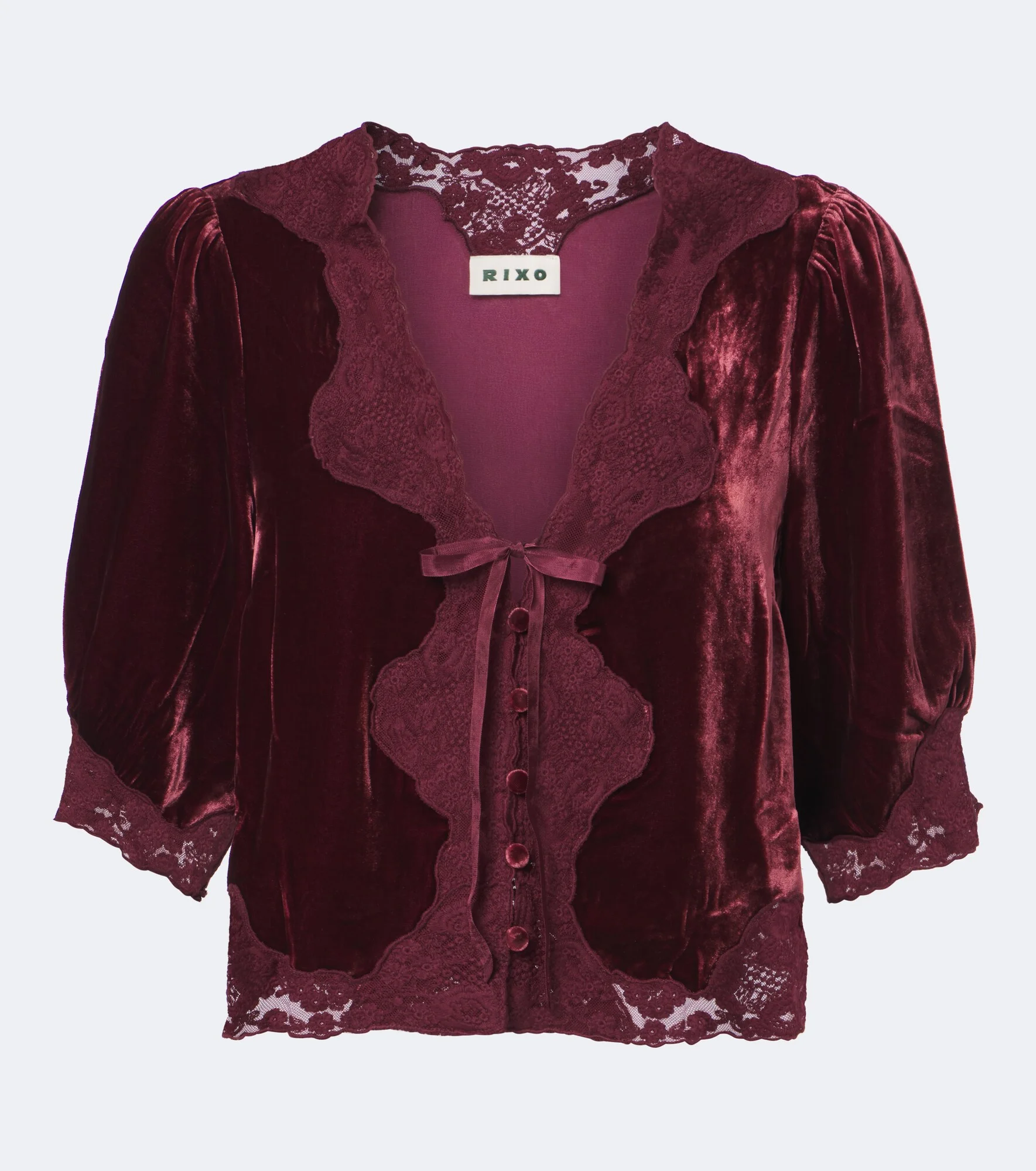 Ursula lace-trimmed velvet top - 1