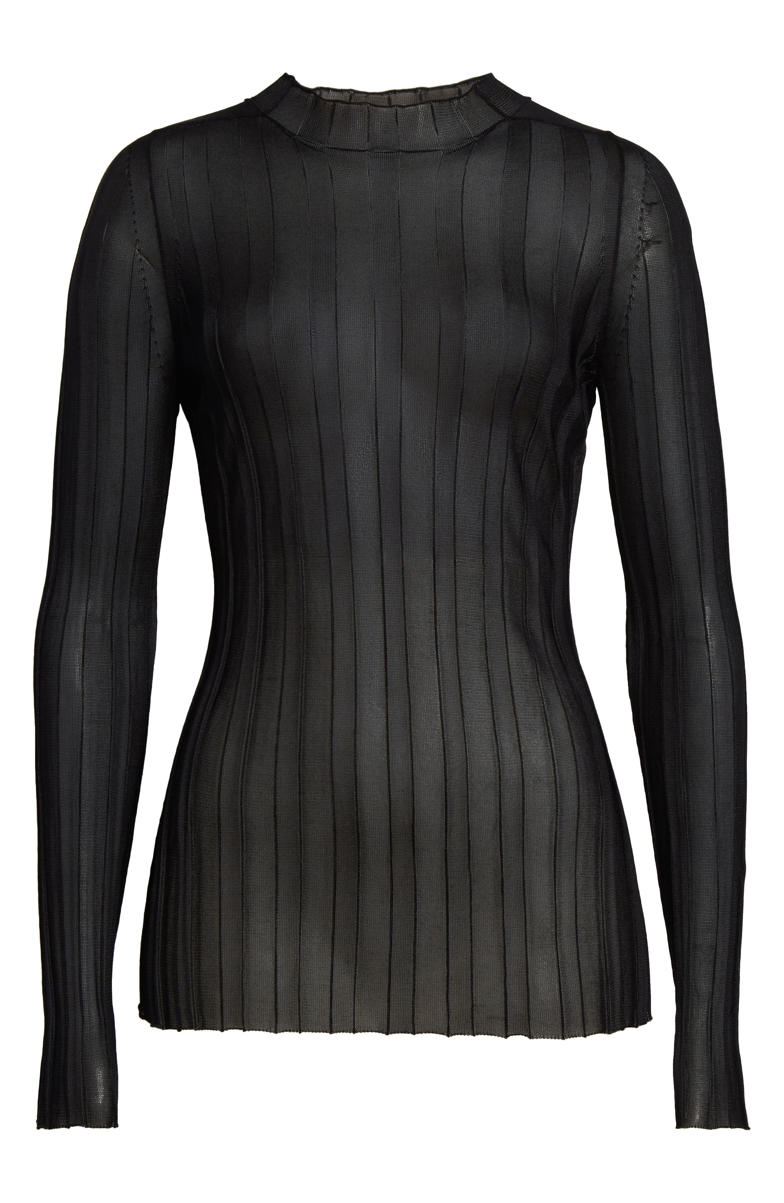 Khaite Cosette Sheer Rib Top in Black at Nordstrom - 4