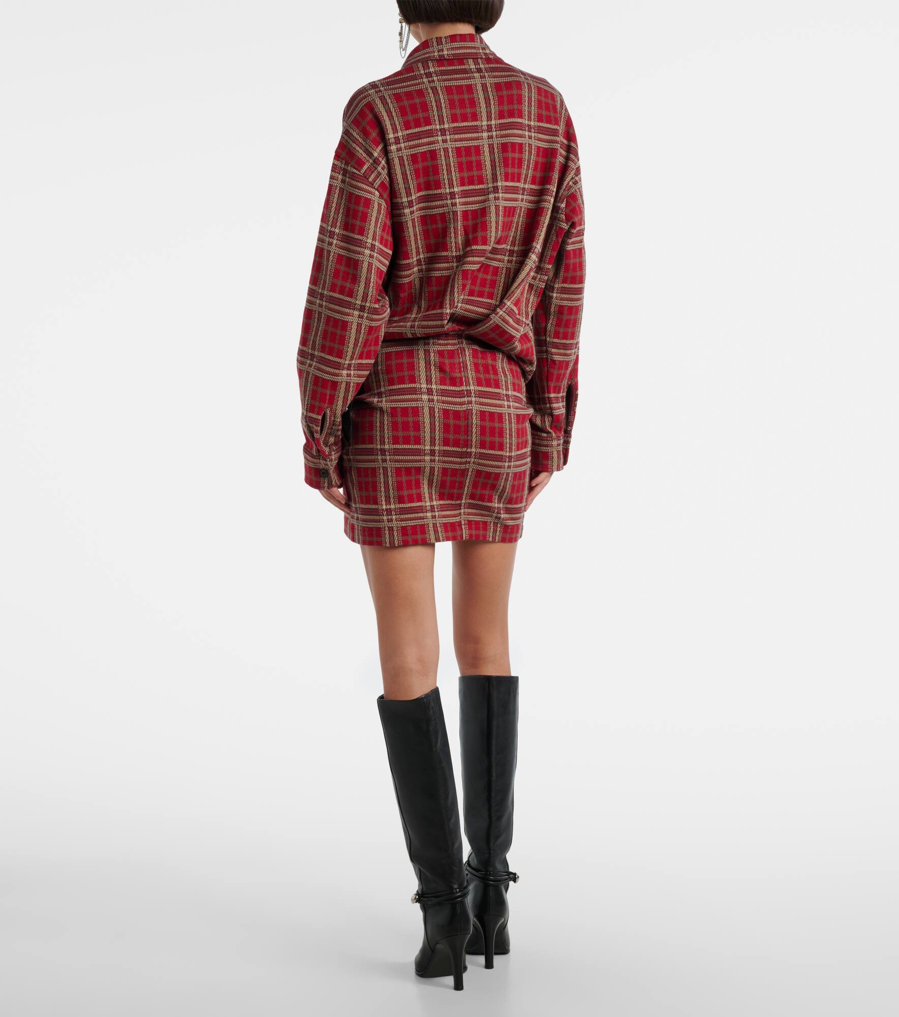 Blandia belted plaid cotton shirt dress - 3