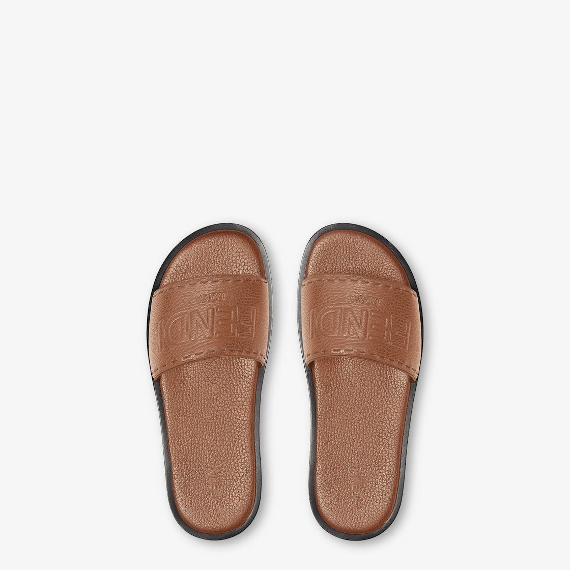 Fendi Roma Leather Slides - 4