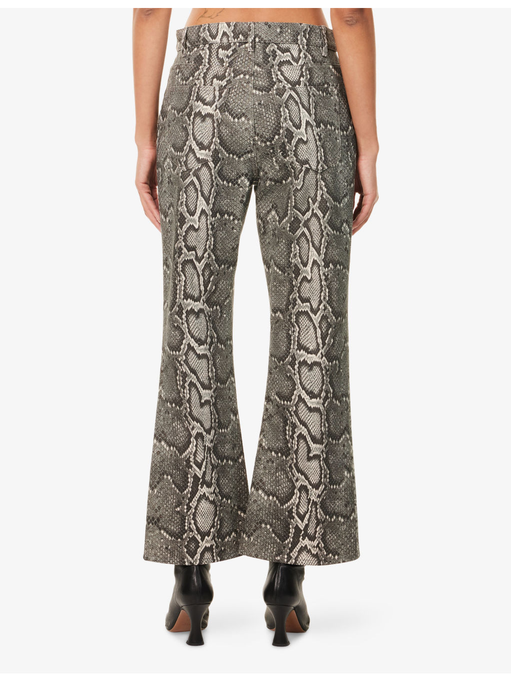 Ezra Snake-Pattern Bootcut Denim Jeans - 4
