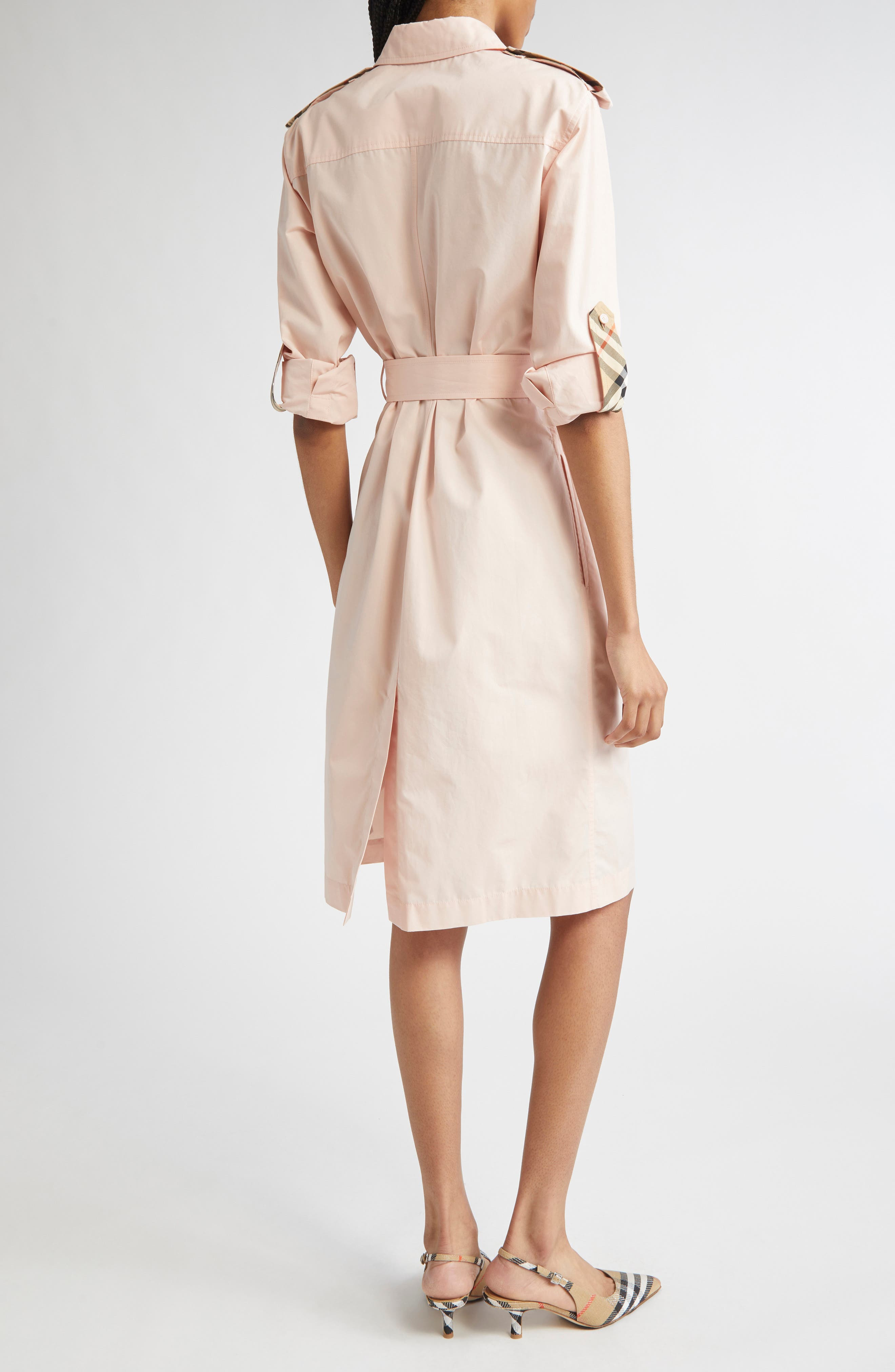 burberry Long Sleeve Cotton Poplin Belted Shirtdres in Flora at Nordstrom - 2