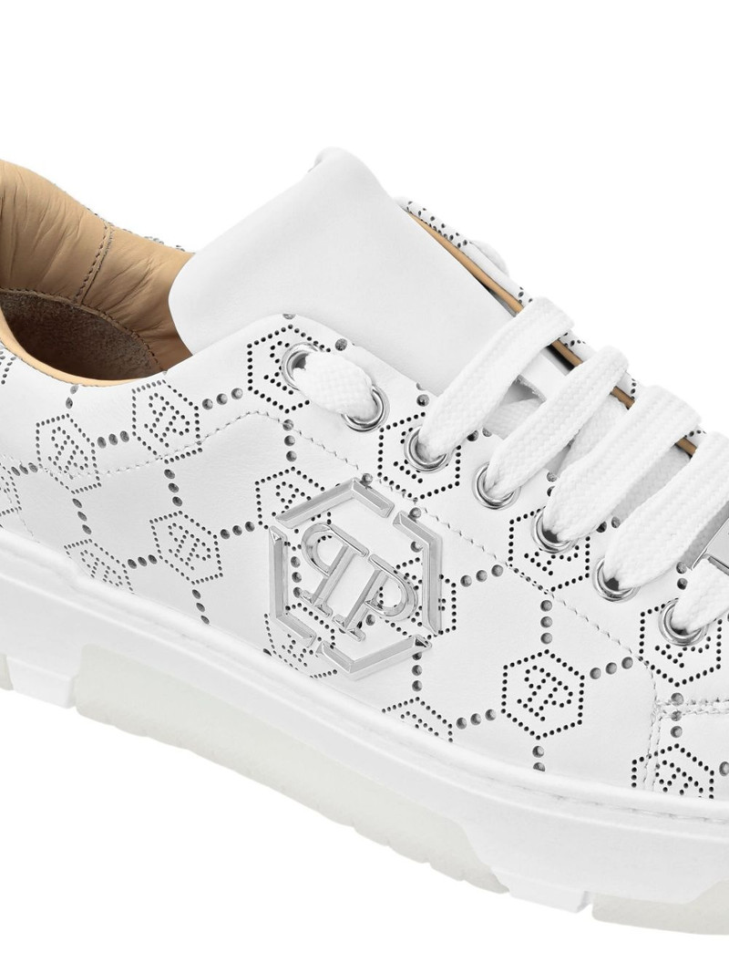 monogram-pattern leather sneakers 4