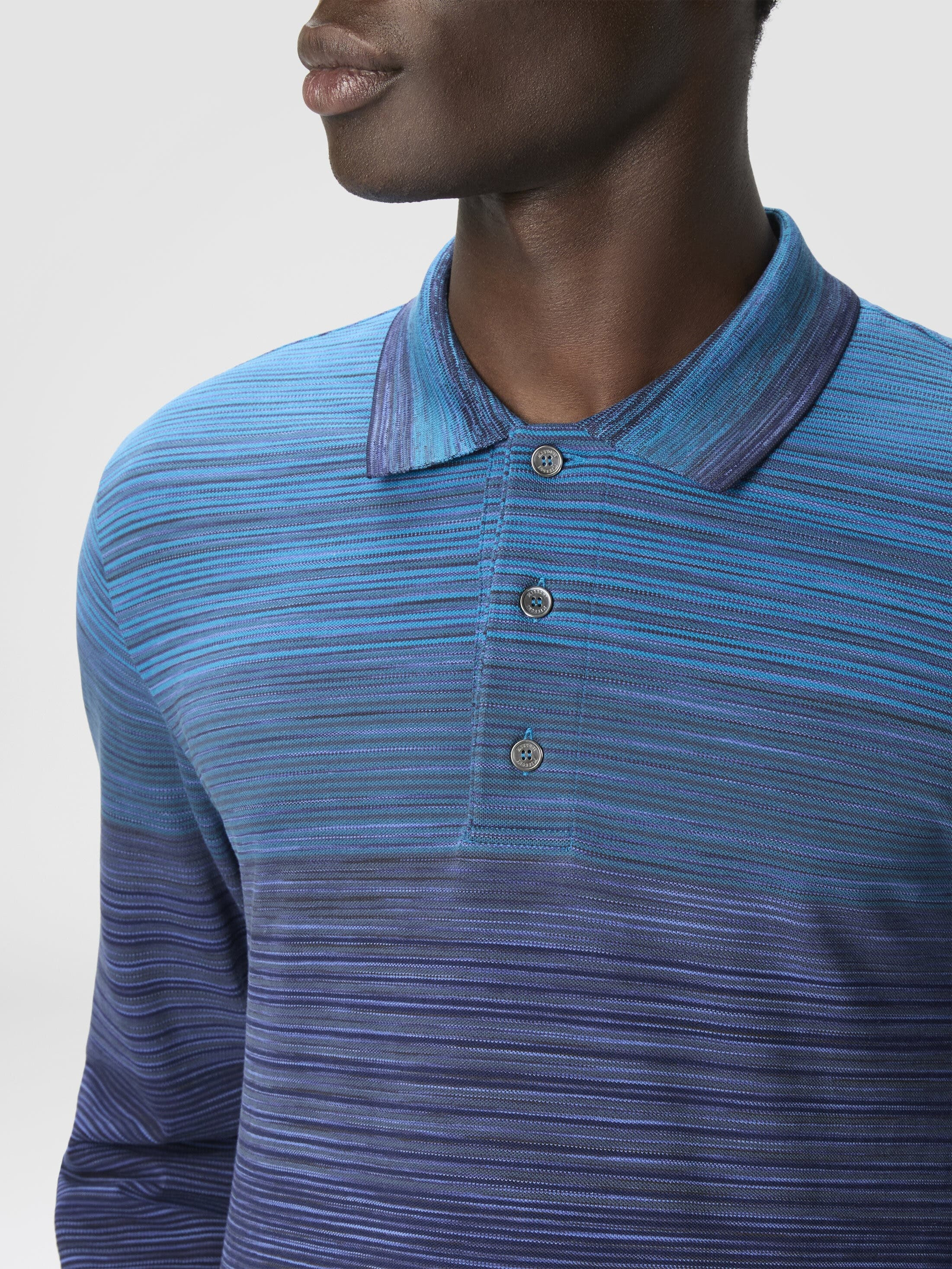 Missoni Long Sleeve Polo With Flame Knit in Blue at Nordstrom - 4