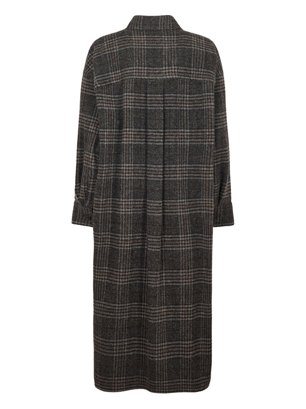checked buttoned coat - 2