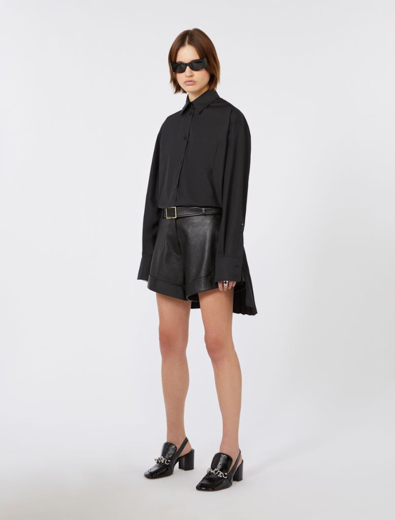 Sportmax Overshirt with plissé-pleated detail - black outlook
