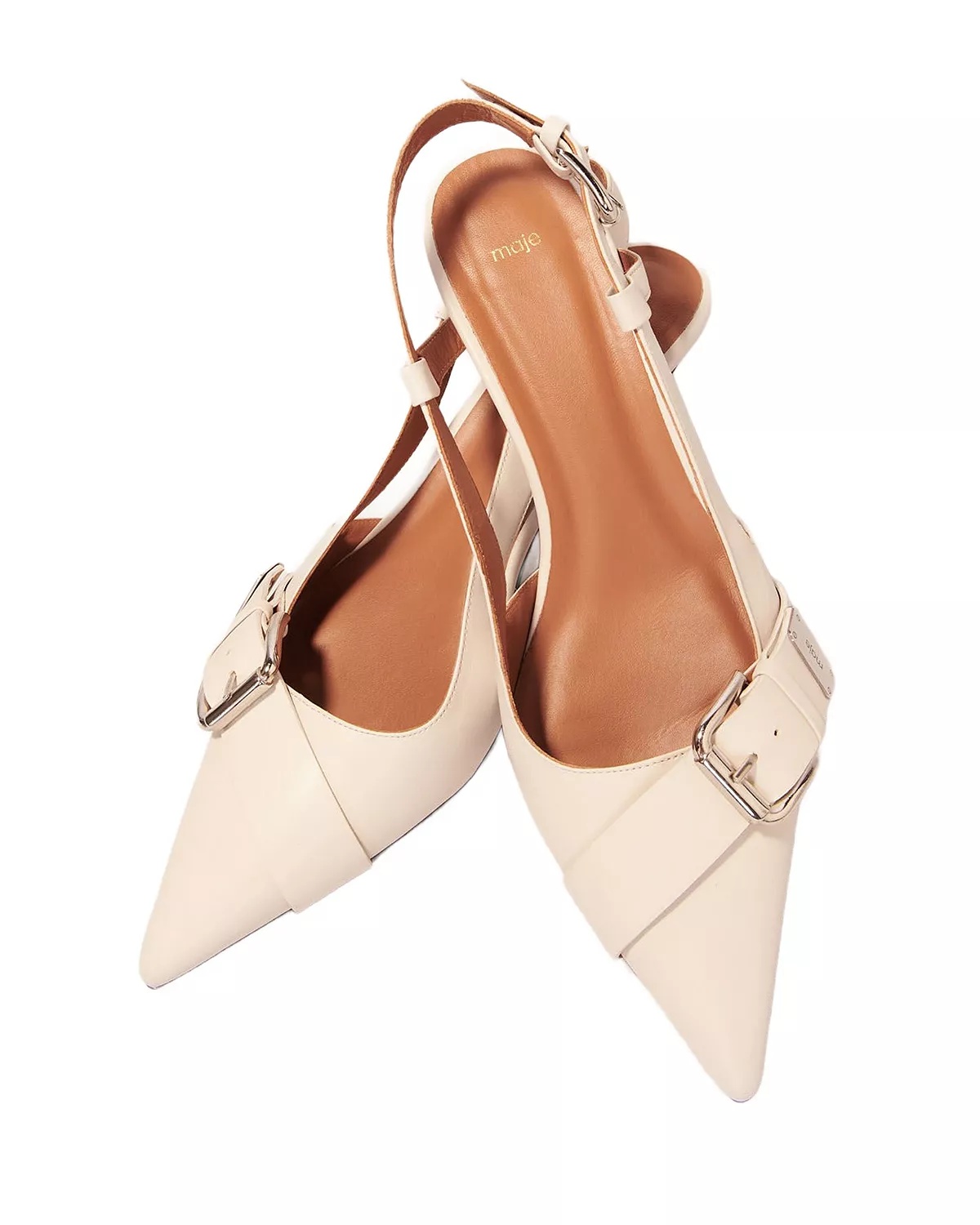 Women's Pointed Toe Double Buckle Slingback Pumps - 5