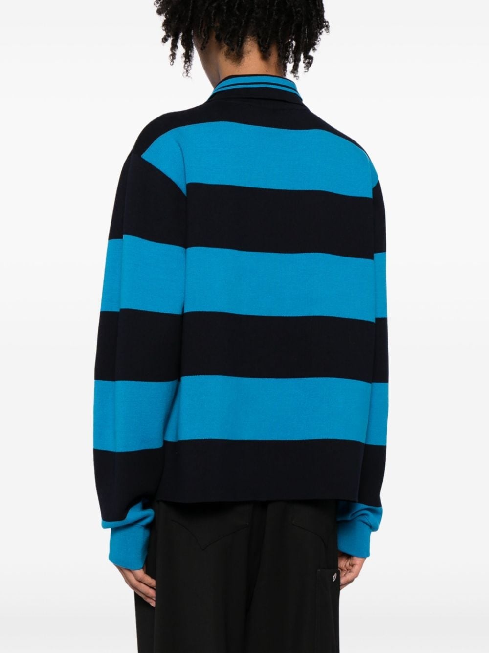 logo-intarsia striped polo shirt - 4
