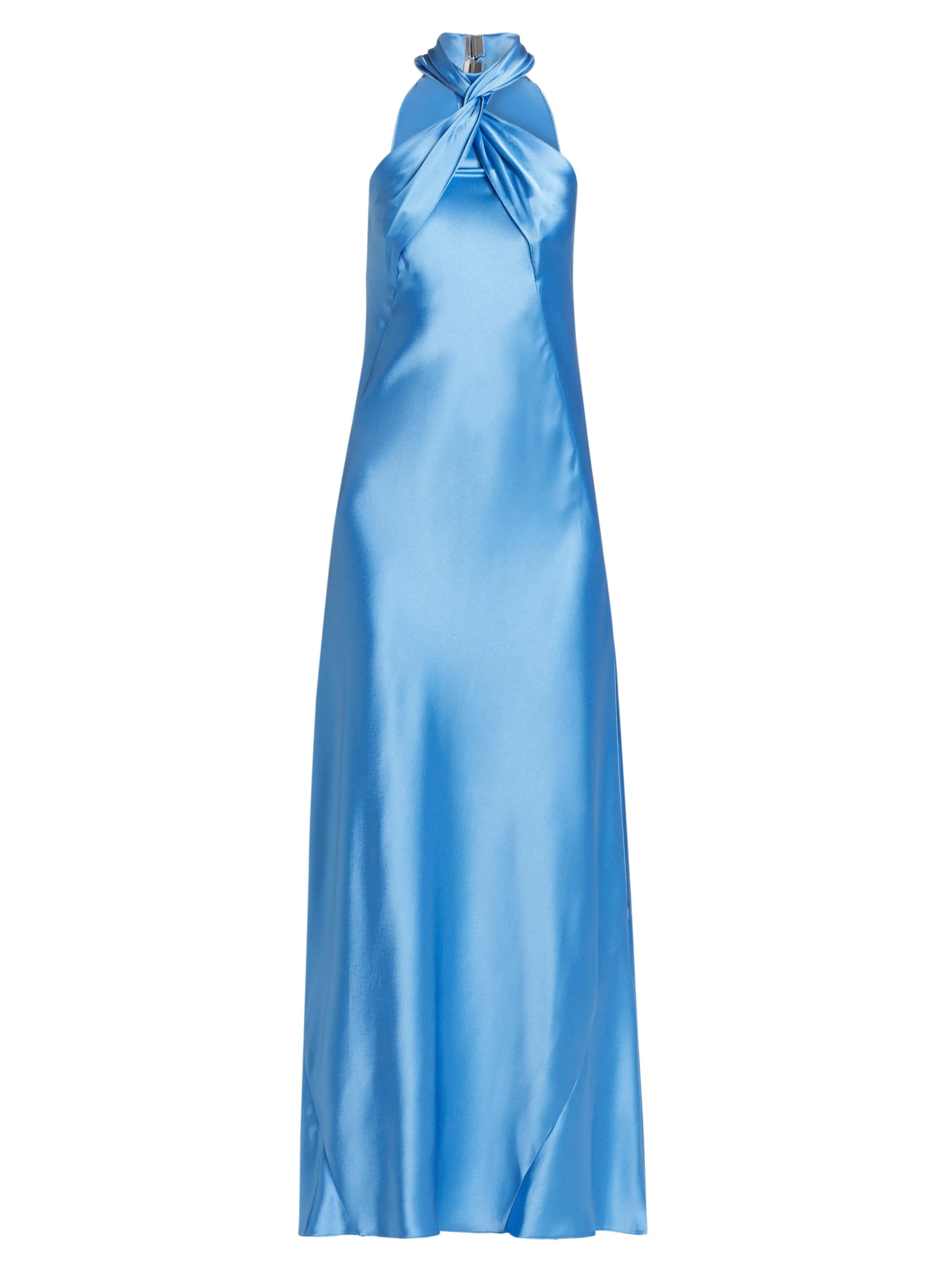 Women's Portico Satin Twist Halter Gown - Sky Blue - 1