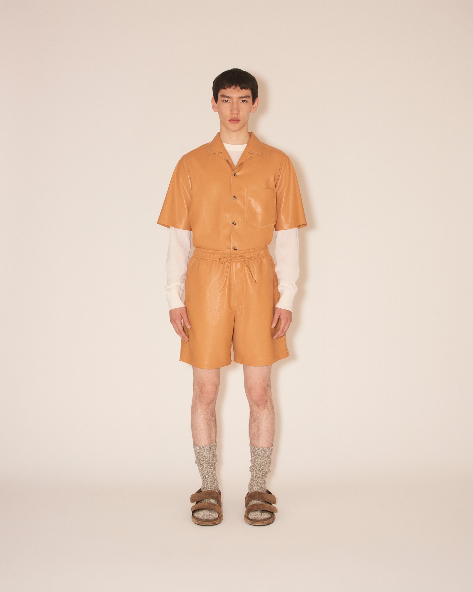 DOXXI - OKOBOR™ alt-leather shirt shorts - Tan - 2