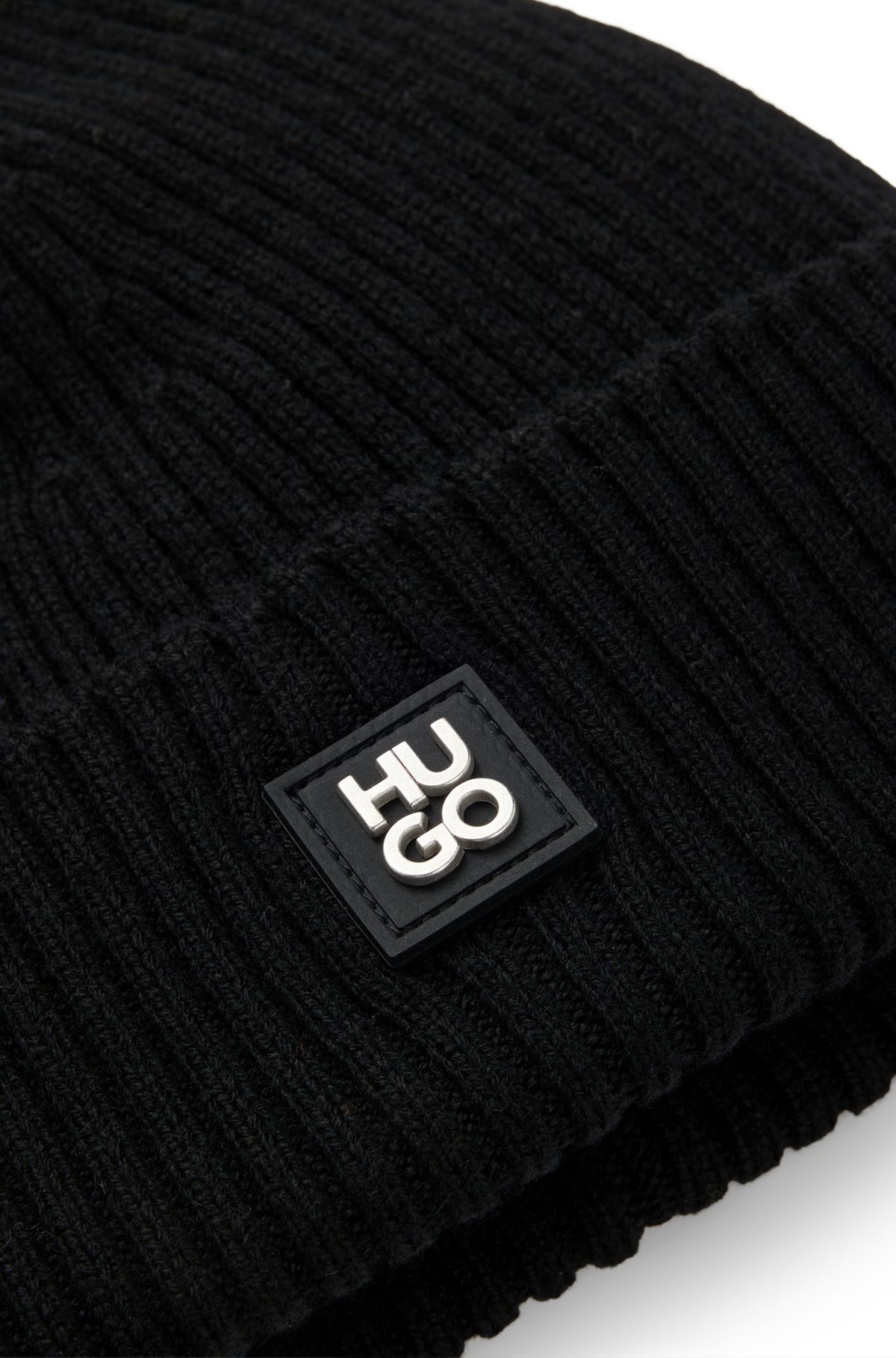 VIRGIN-WOOL BEANIE HAT WITH STACKED-LOGO BADGE - 5