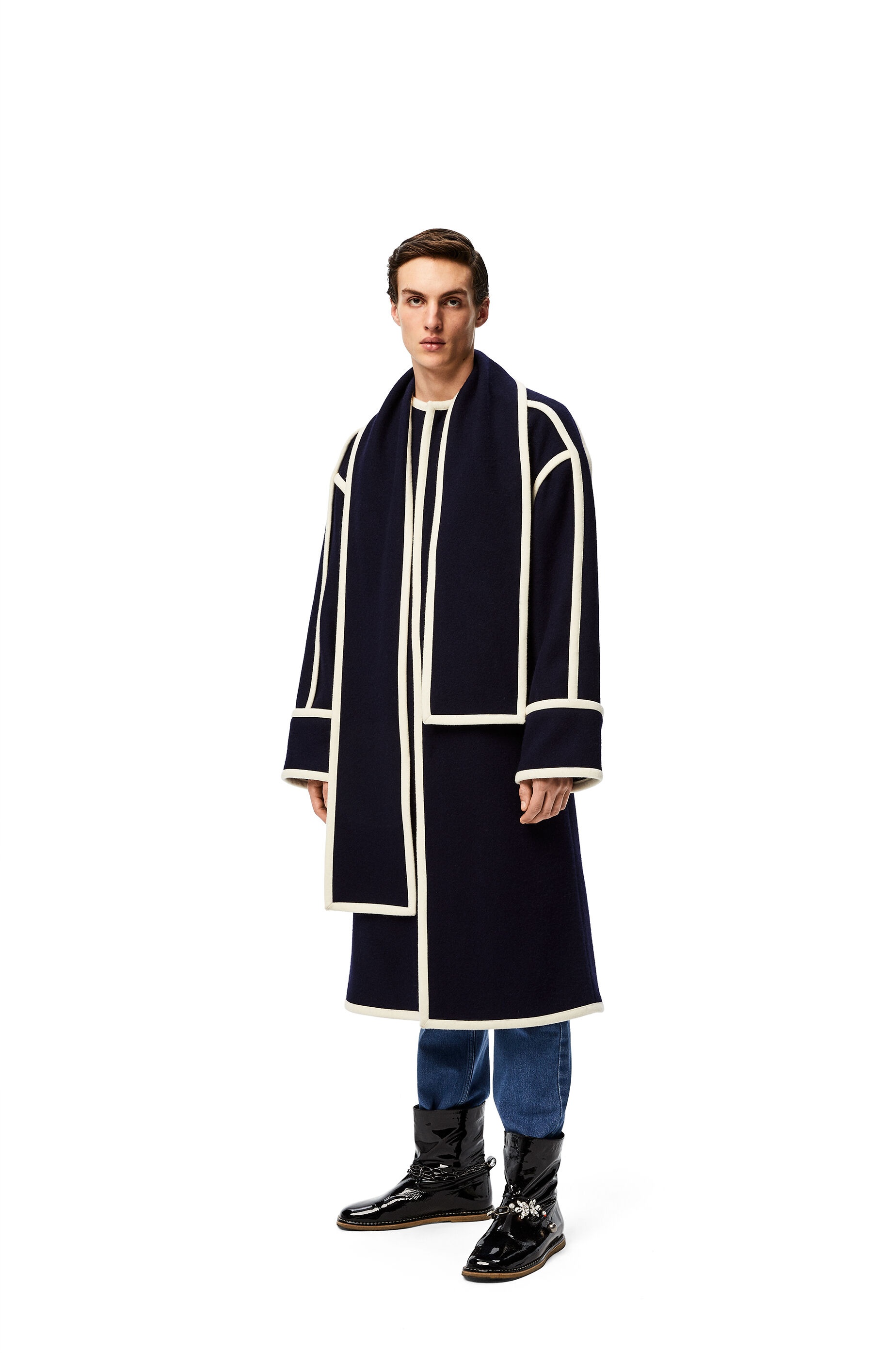 Scarf coat in wool jacquard - 3