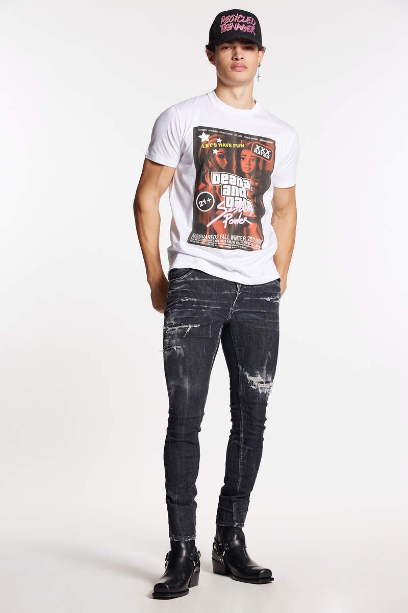 DSQUARED2 BLACK RIPPED WASH SUPER TWINKY JEANS | REVERSIBLE