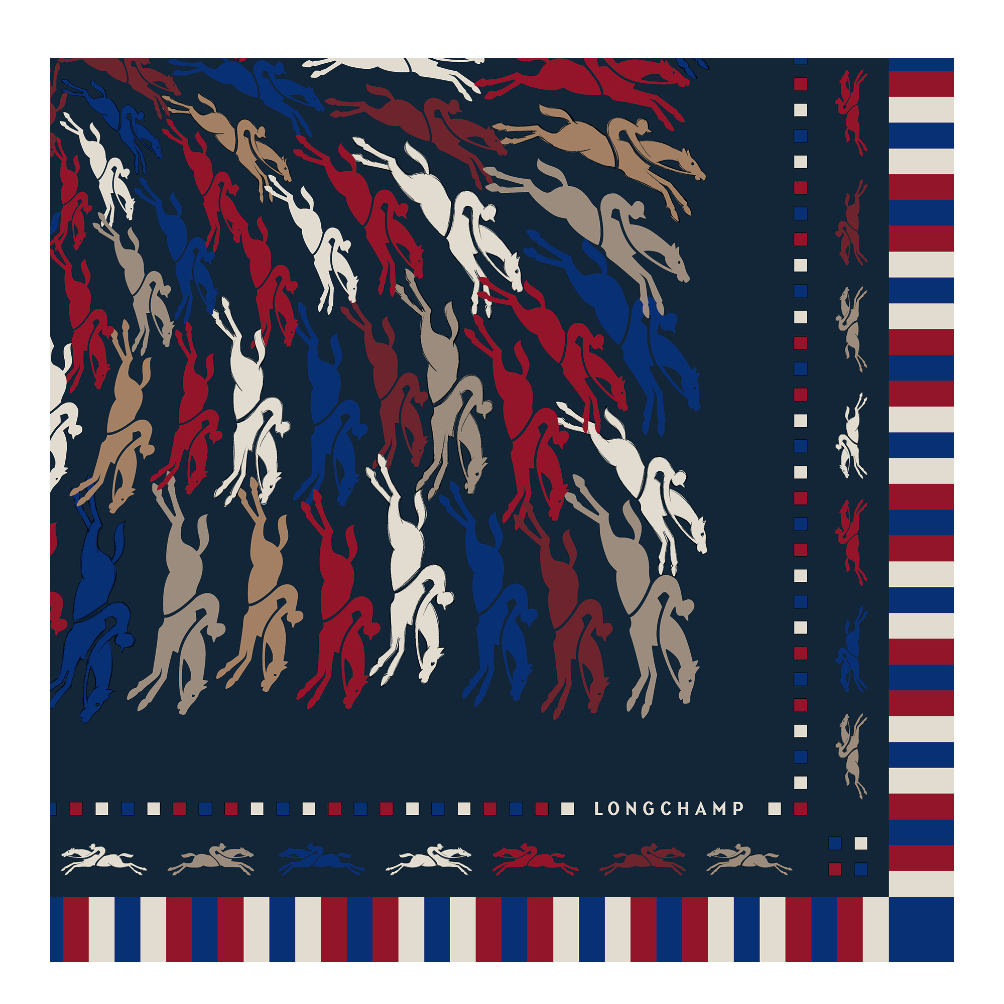 Très Paris Longchamp Silk scarf 70 Navy - Silk - 2