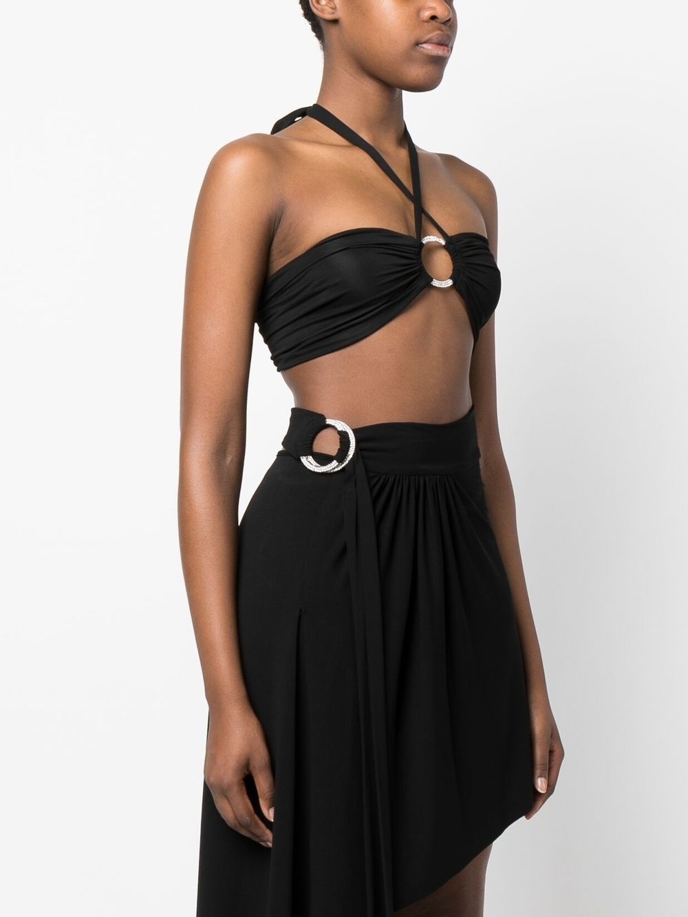 embellished-ring halterneck crop top - 3