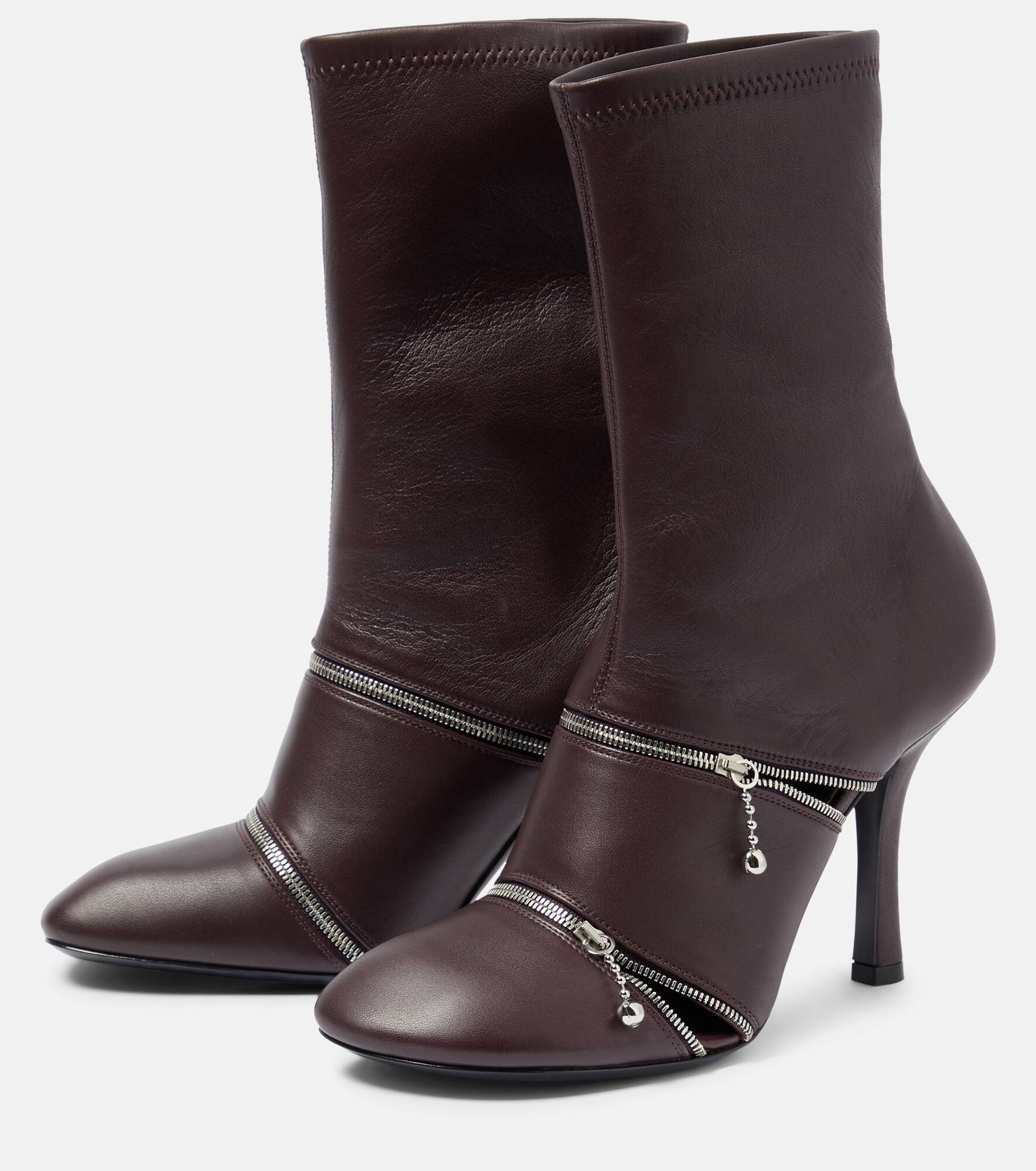 Peep leather ankle boots - 5