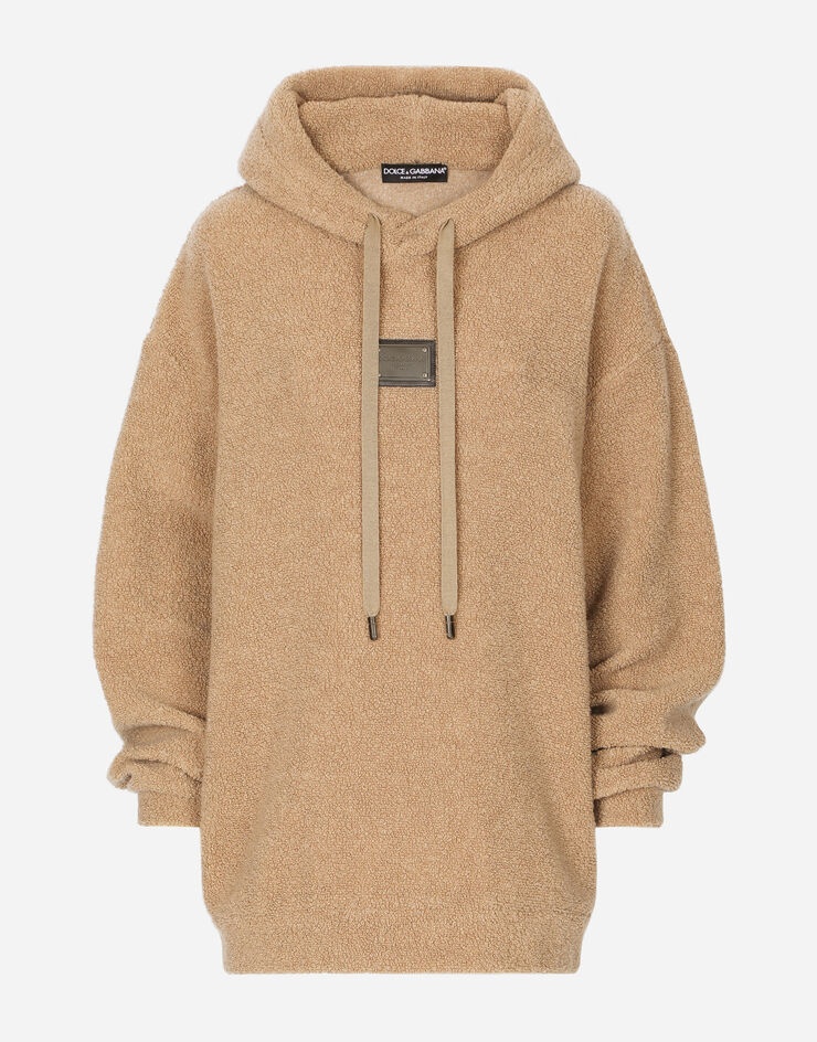 Wool jersey hoodie with logo tag - 1