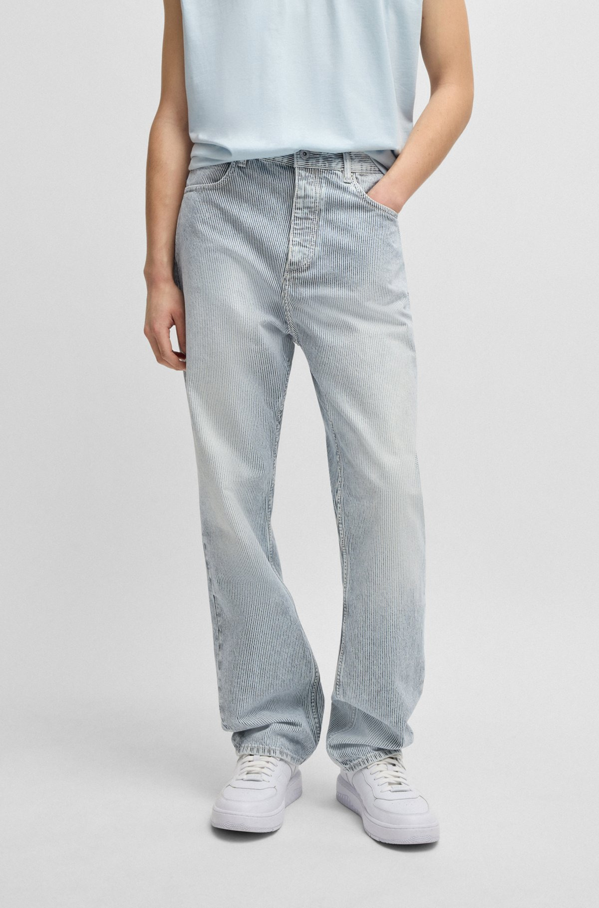BAGGY-FIT JEANS IN STRIPED BLUE DENIM - 2