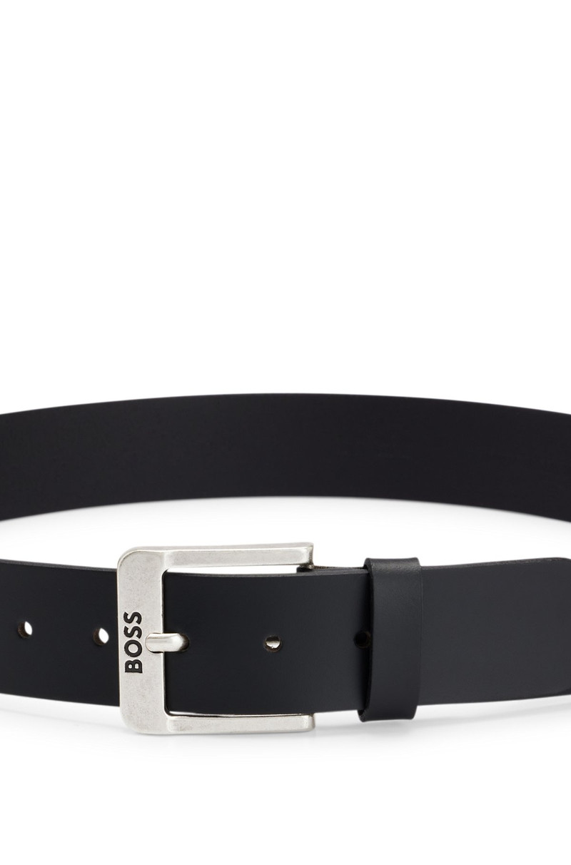 BUFFALO-LEATHER BELT WITH LOGO BUCKLE IN SILVER HARDWARE 4