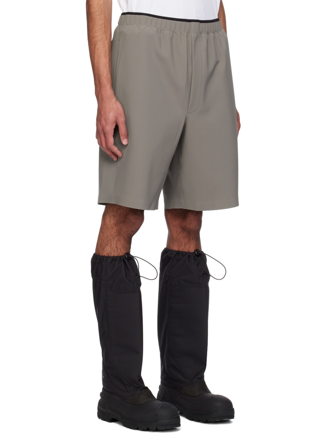 Taupe Taped Bonded Shorts - 2