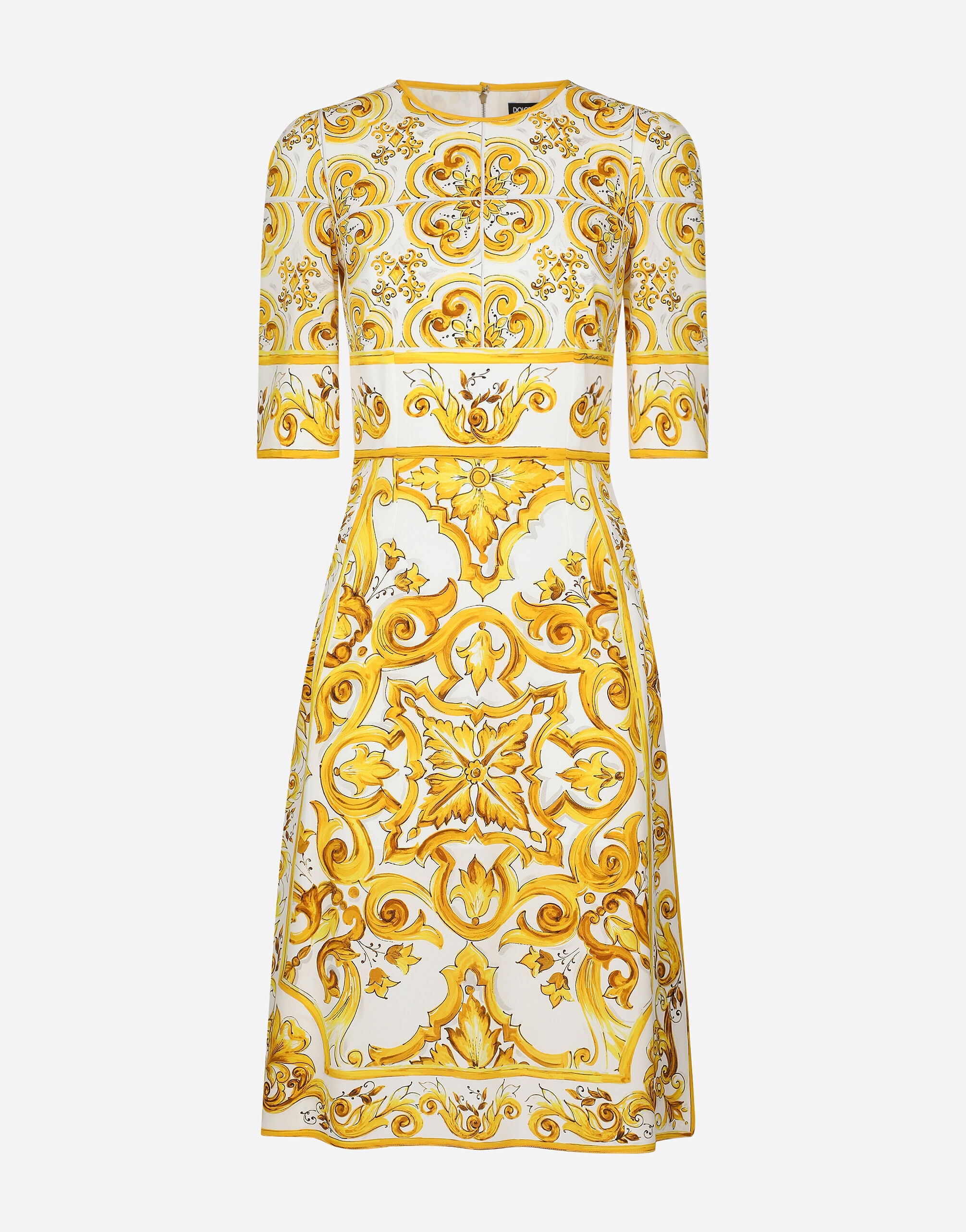 Majolica-print silk charmeuse midi dress - 1