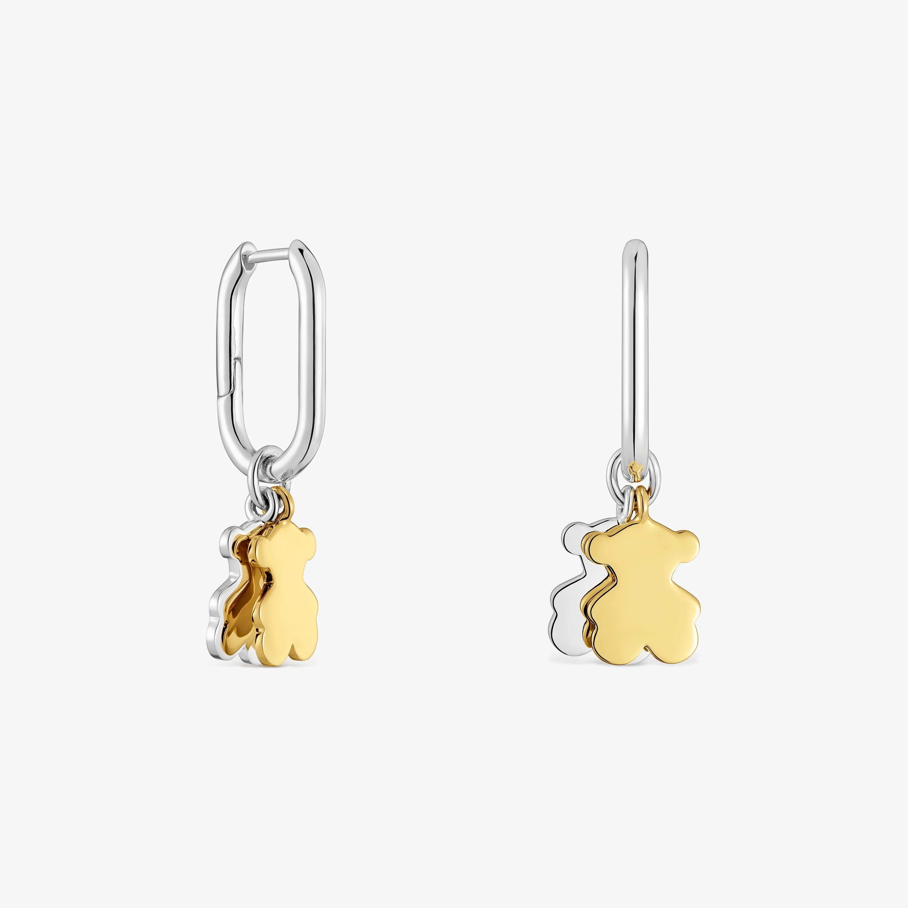 Sweet Dolls two-tone small Hoop earrings with bear motif - 1