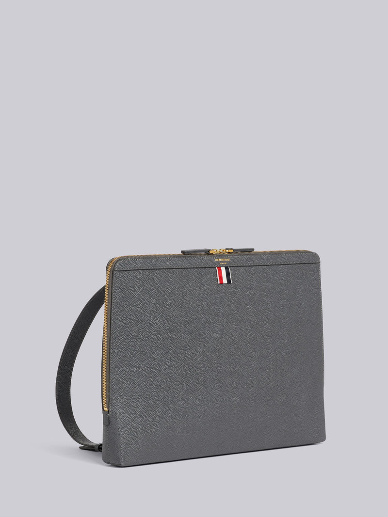 Dark Grey Pebble Grain Leather Document Holder Backpack 3