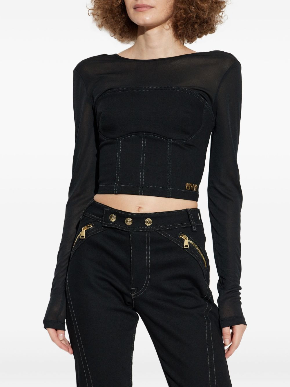 mesh-panel corset top - 3