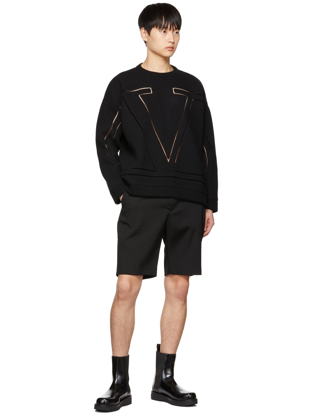 Black Cut-Out Sweater - 4