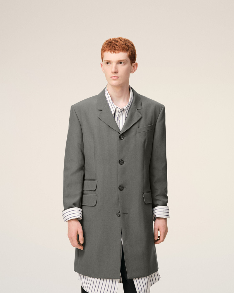 GREY NEW WOOL STRAIGHT SIMPLE BREASTED COAT 3