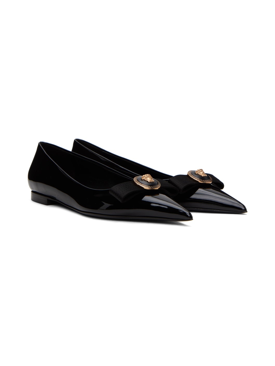 Black Gianni Ribbon Ballerina Flats - 4