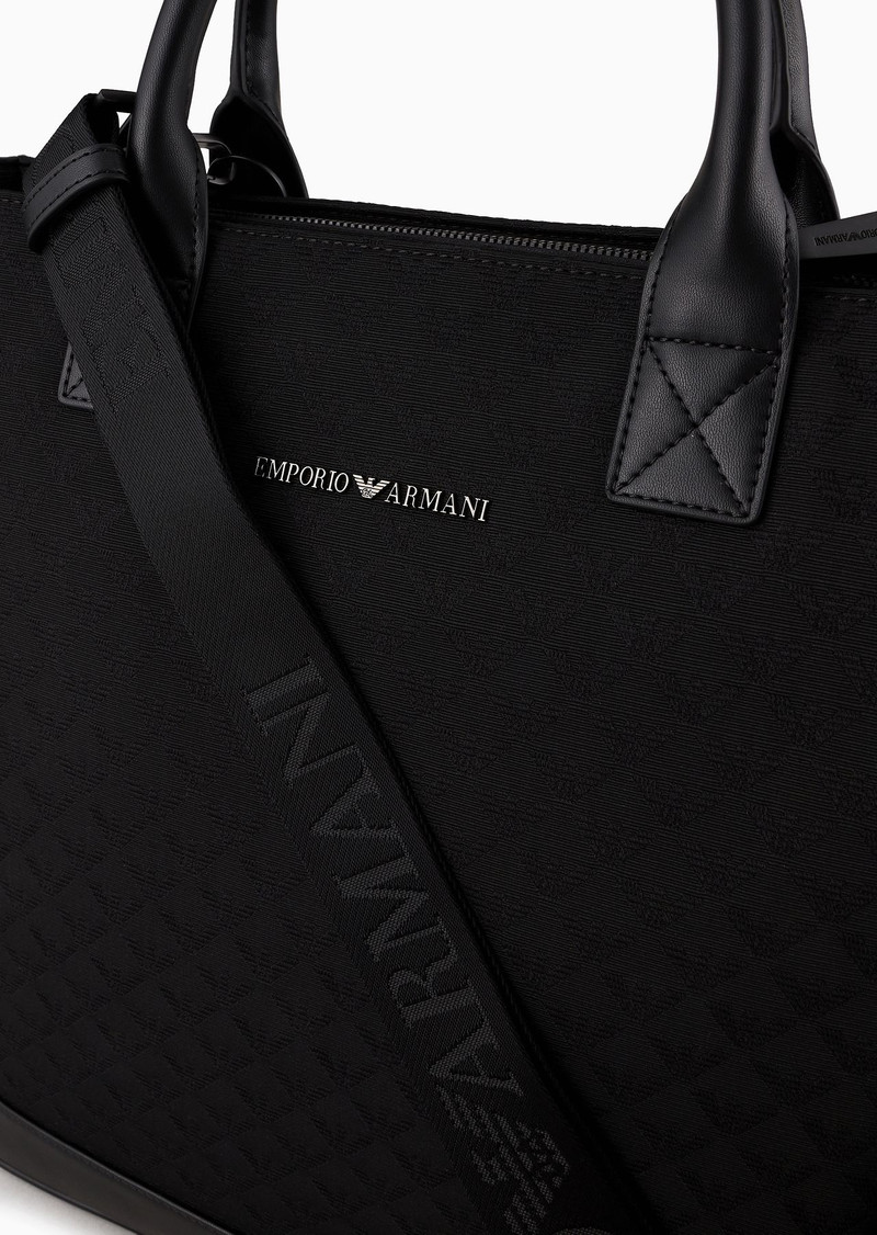 Nylon tote bag with all-over jacquard eagle 5