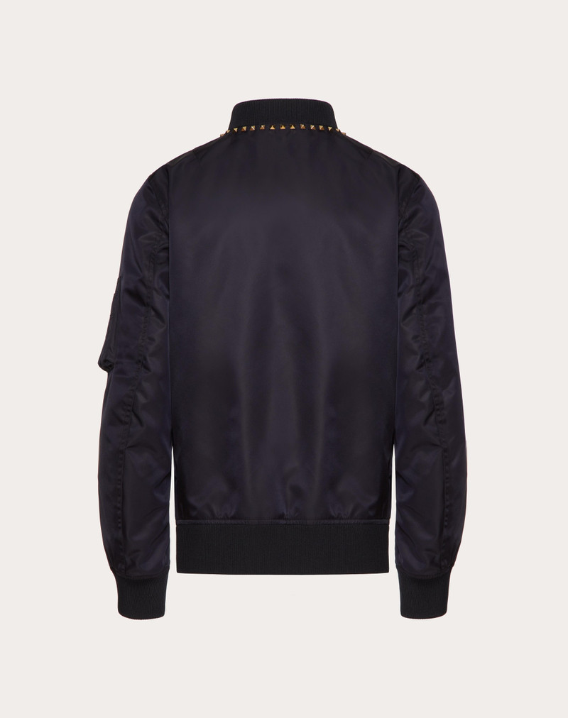 Valentino NYLON BOMBER JACKET WITH BLACK UNTITLED STUDS ON THE NECKLINE outlook