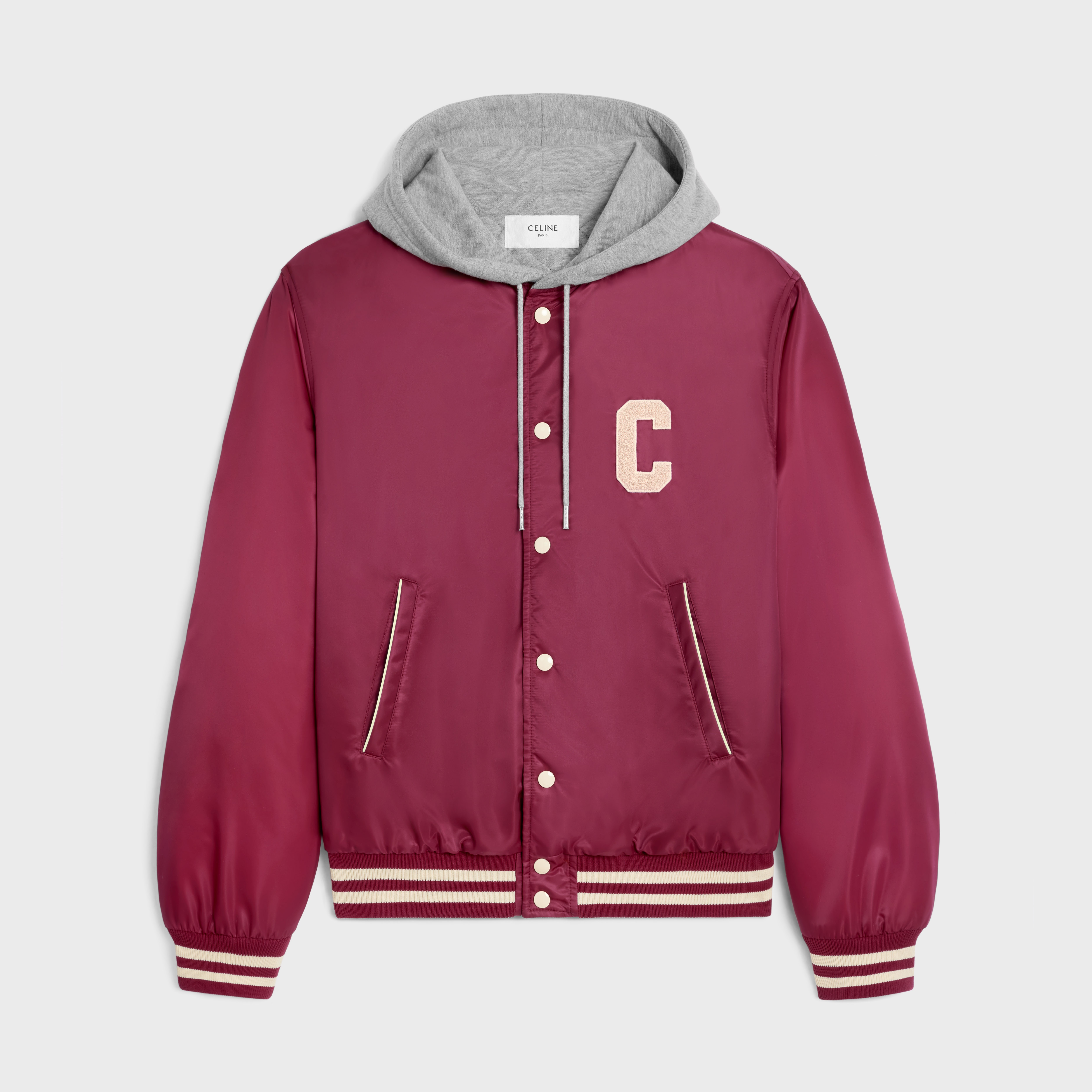 oversized hooded teddy jacket in nylon - 1