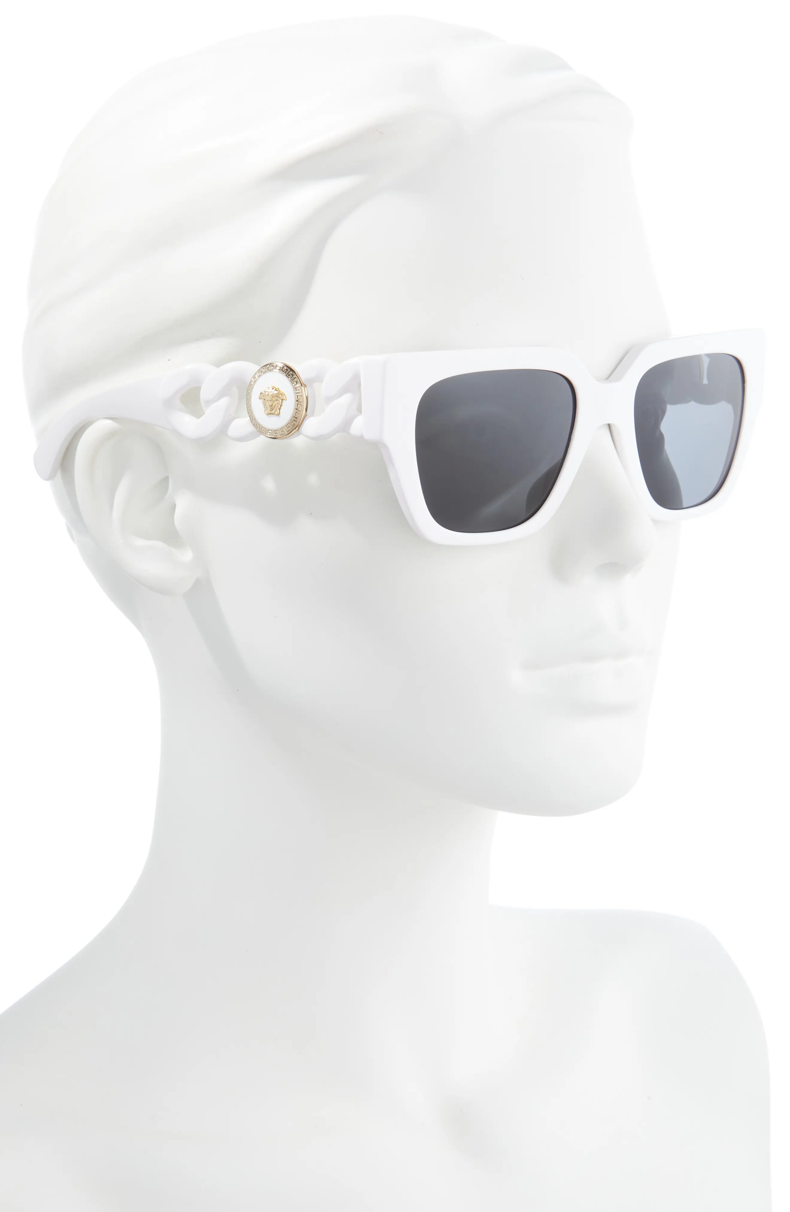 53mm Square Sunglasses in White/Dark Grey - 3