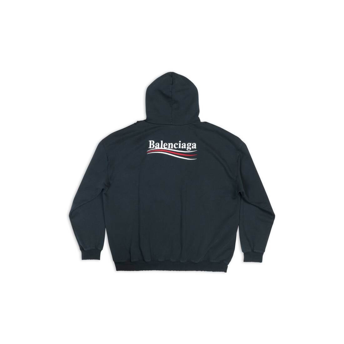 BALENCIAGA Men's Political Campaign Hoodie Large Fit in Black