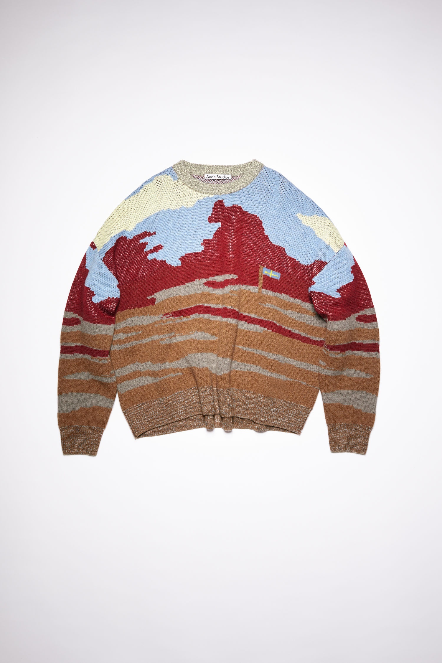 Crew neck sweater - Brown/multi - 1