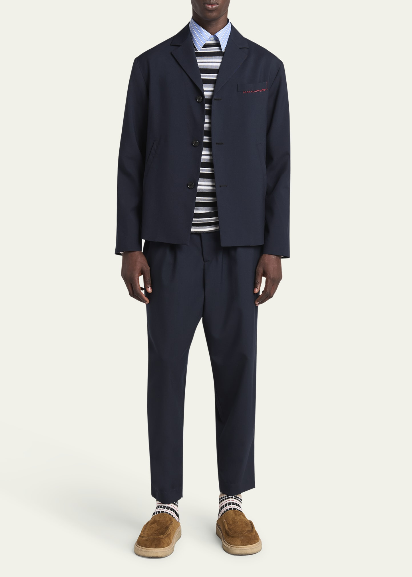 Men's Tropical Wool Cropped Trousers - 2
