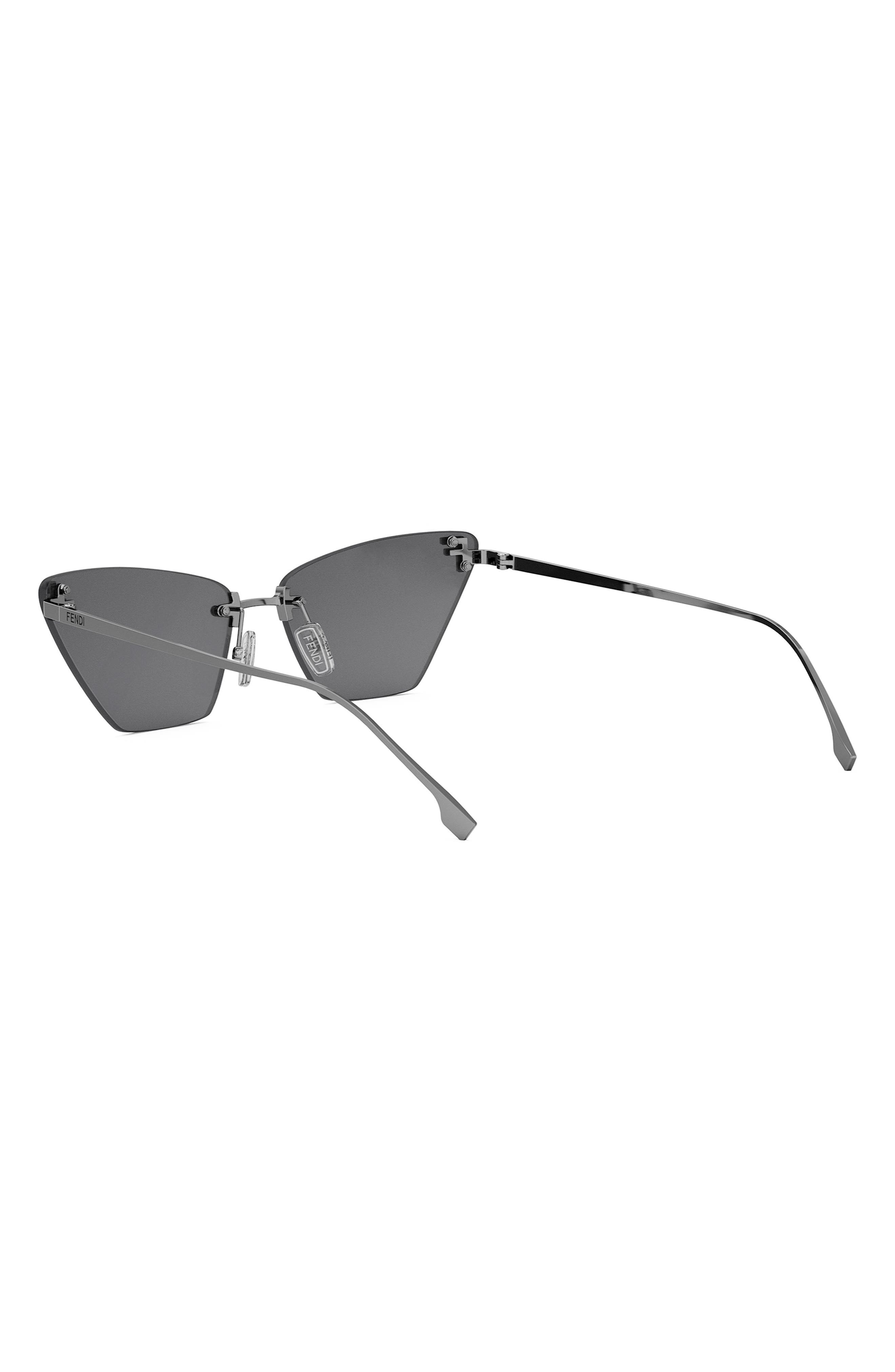 Fendi First Crystal 57mm Cat Eye Sunglasses in Shiny Light Ruthenium /Smoke at Nordstrom - 7