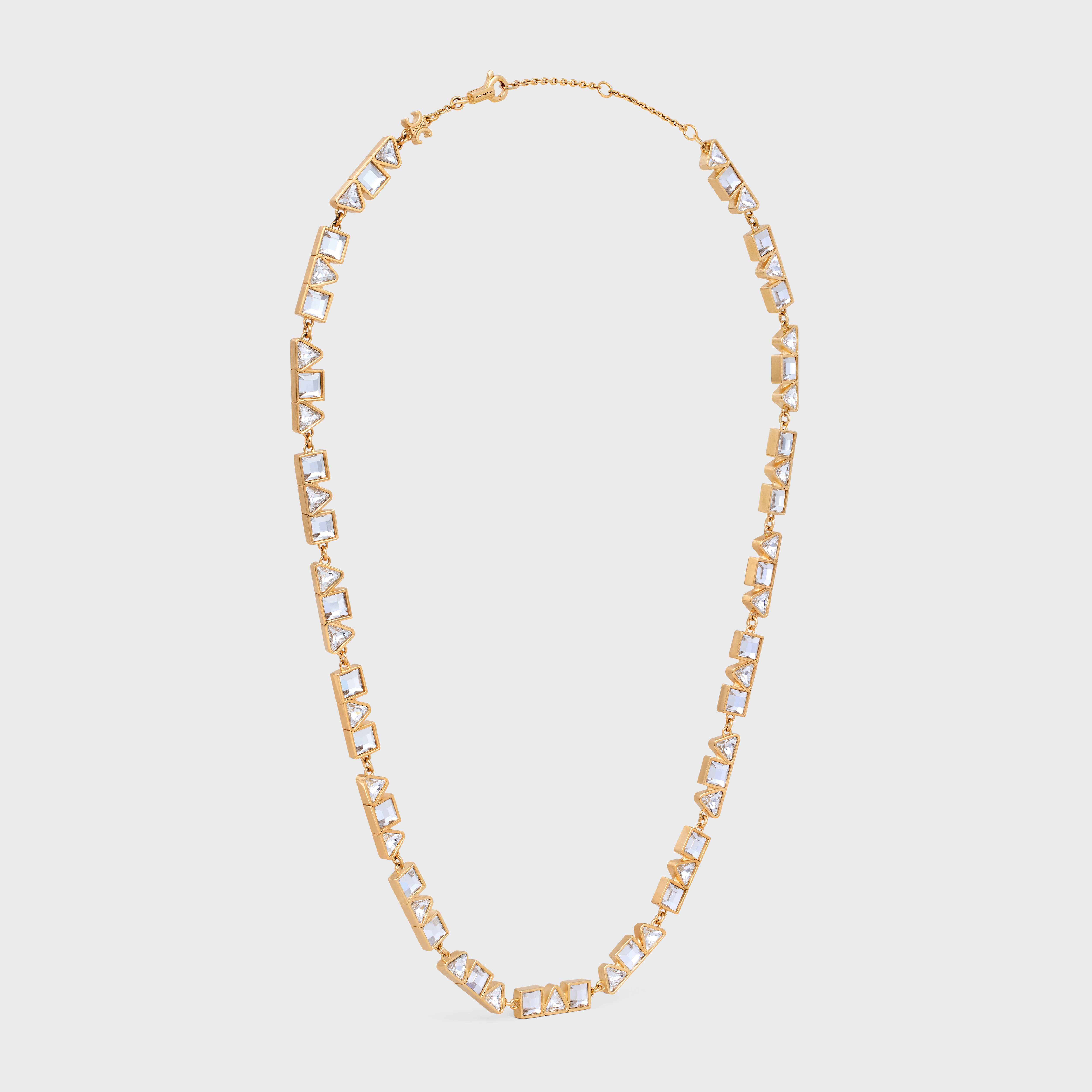 Celine Geometric Necklace in Brass with Gold Finish and Strass - 3