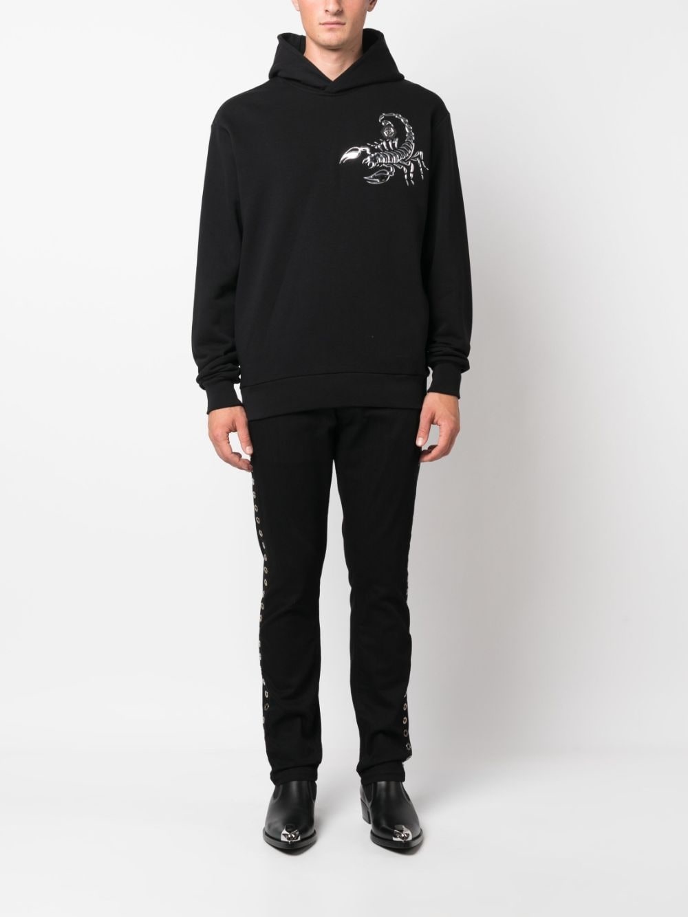 Scorpion appliqué-detail cotton hoodie - 2