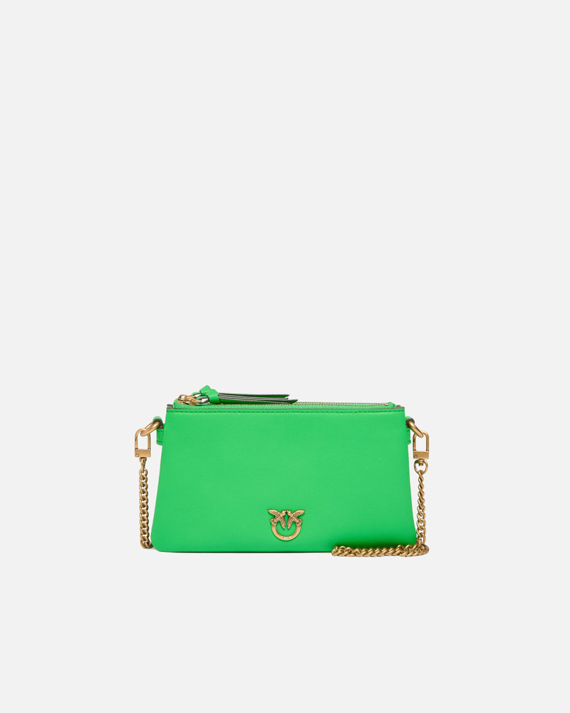LEATHER MINI DOUBLE BAG WITH SHOULDER STRAP 1