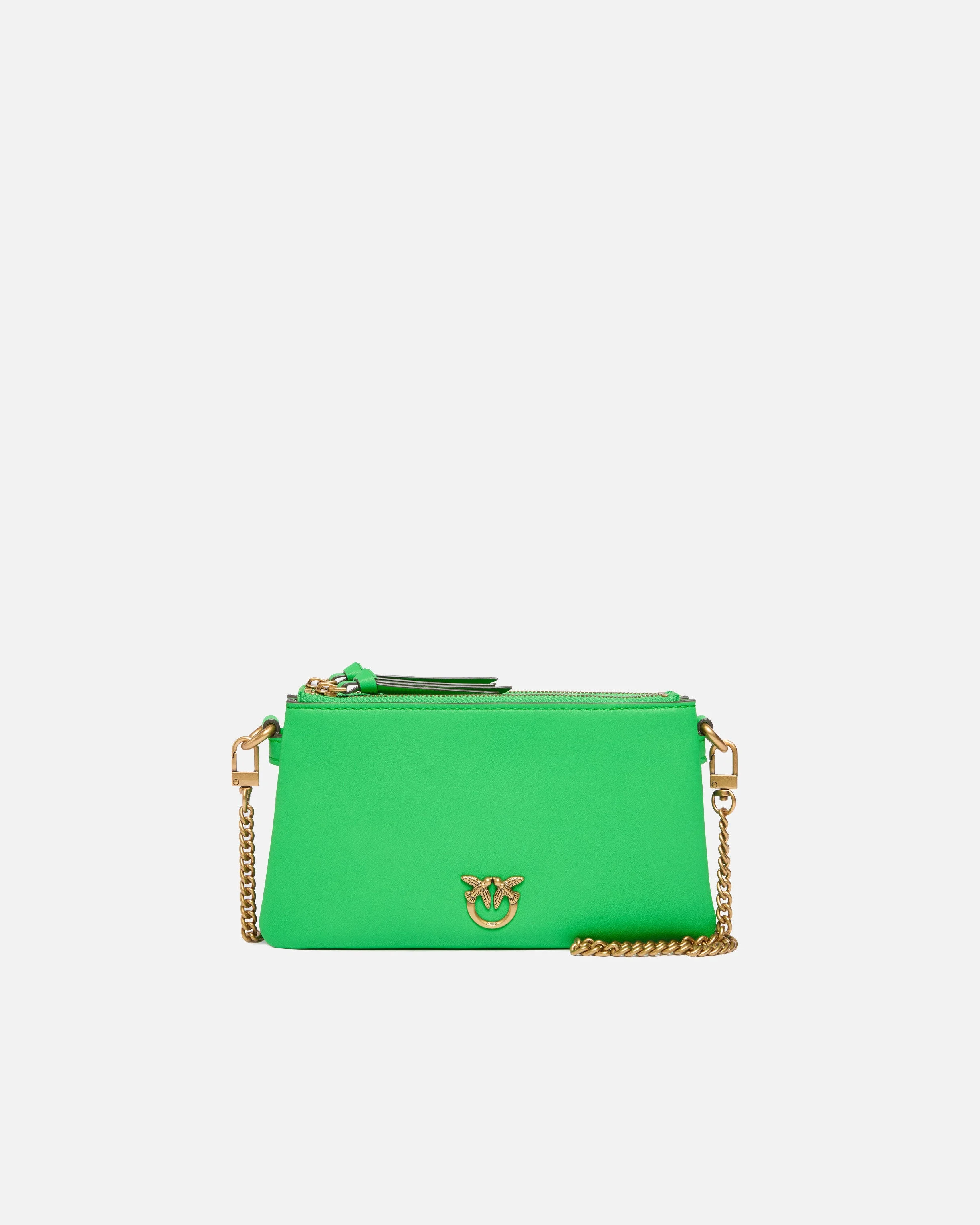 LEATHER MINI DOUBLE BAG WITH SHOULDER STRAP - 1