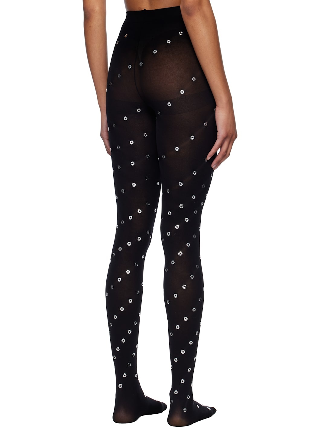 Black Eyelet Tights Leggings - 3