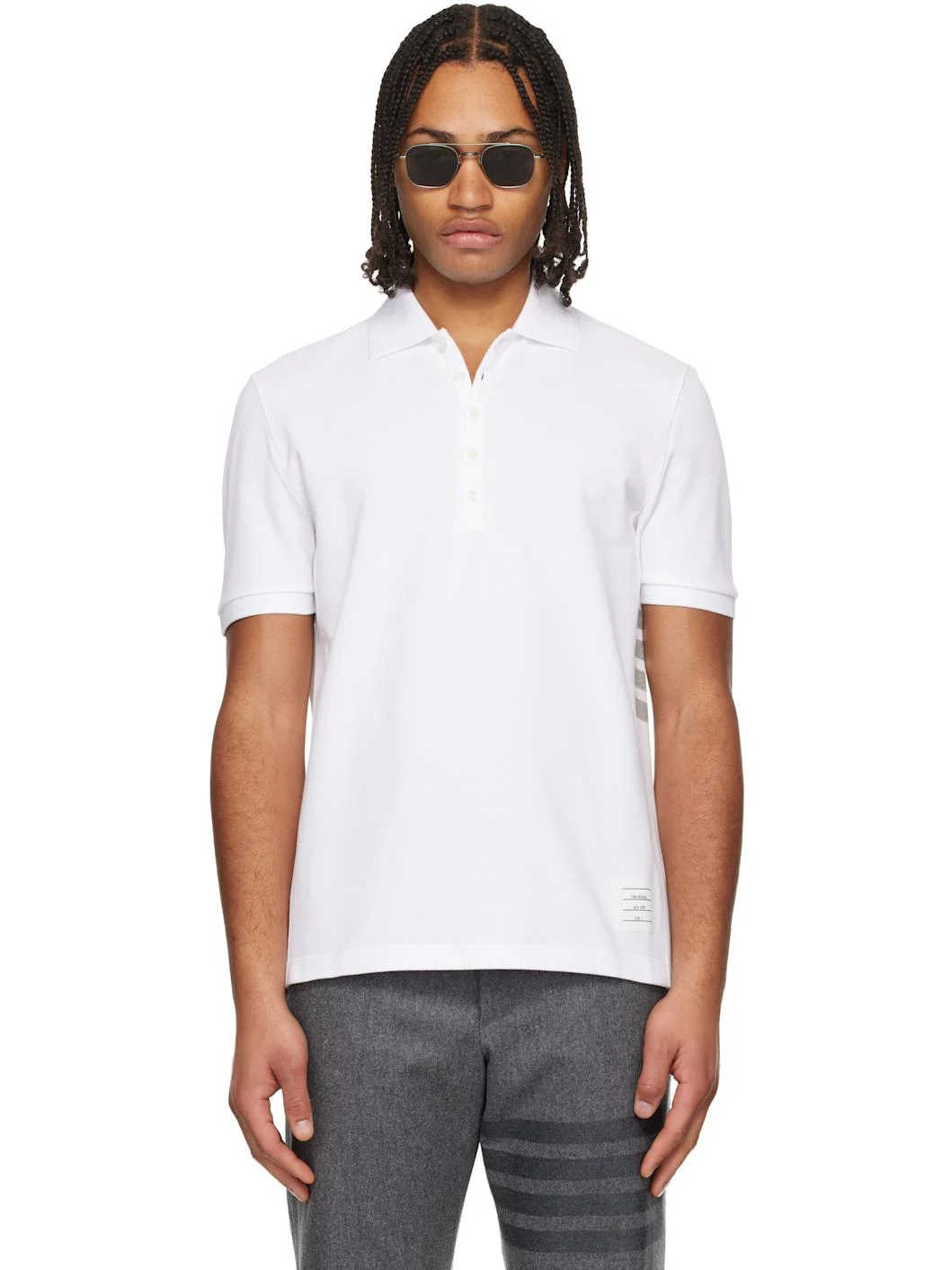 White Classic Pique 4-Bar Polo - 1